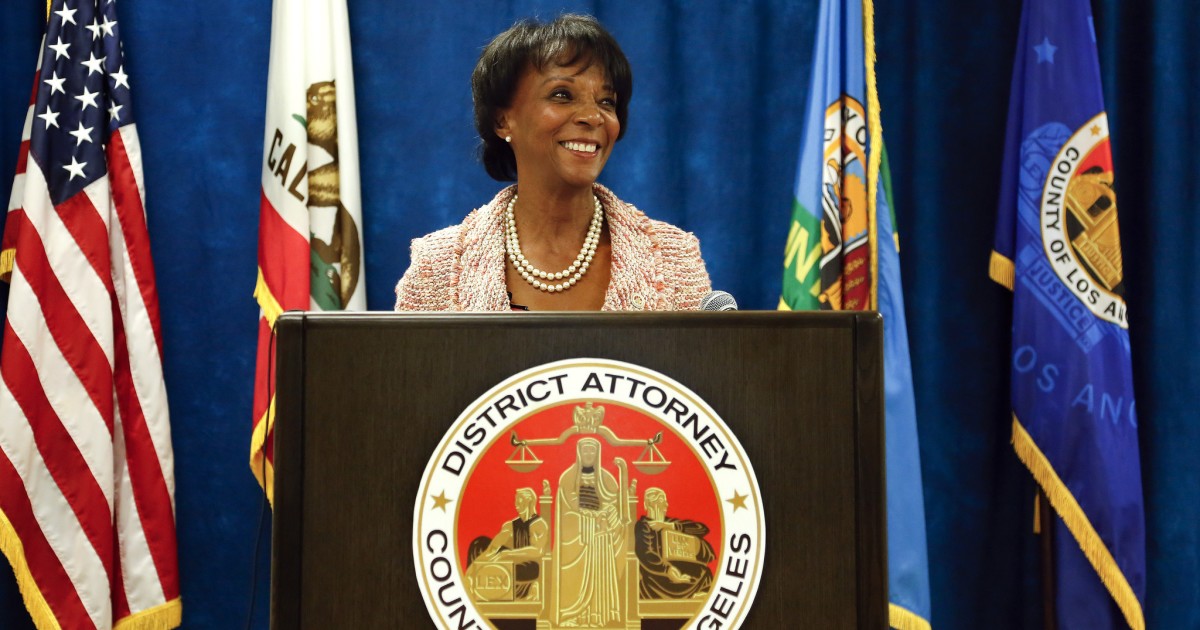 L.A. County District Attorney Jackie Lacey announces the creation of the Conviction Review Unit during a press conference at the Hall of Justice in downtown Los Angeles.