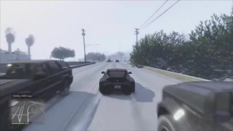 Highway Rip Close Call  in Snow GTA 5 Online
