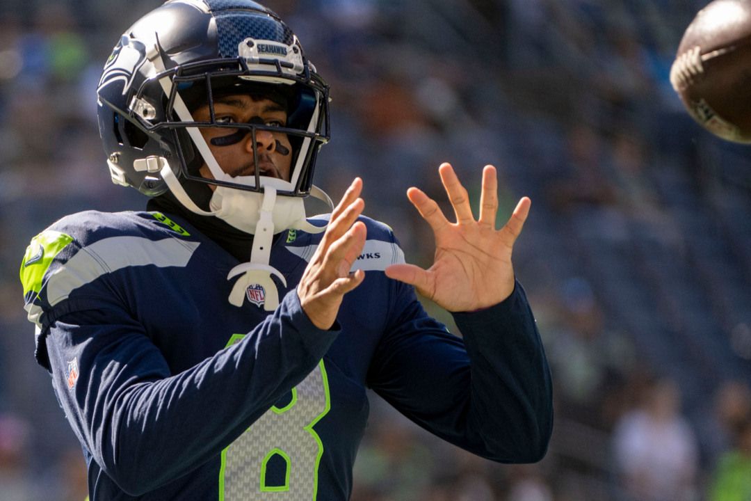 Seattle Seahawks cornerback Coby Bryant (8) defends down the field during  the second half of an