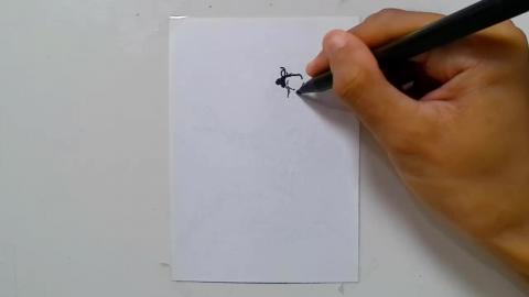 Drawing graffiti zombie grandpa running shorts