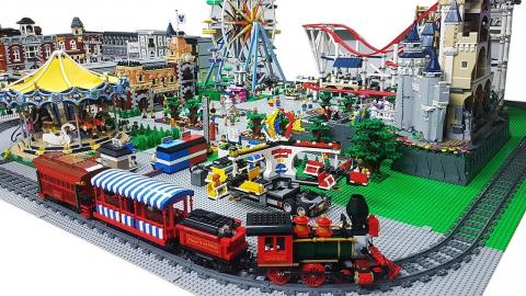 Placing LEGO Disney Train & Station Set in the Amusement ...