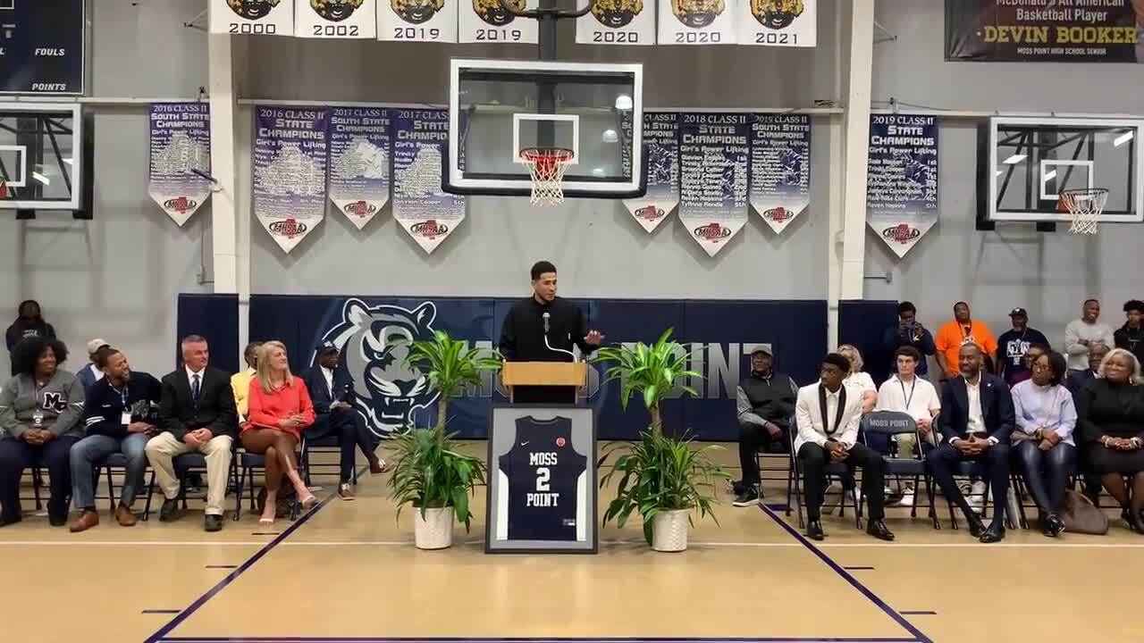 Moss Point retires Devin Booker's jersey; Phoenix Suns teammates, coaches  in attendance