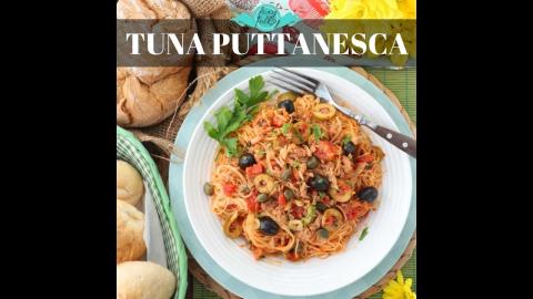 Pasta Puttanesca with Spicy Tuna 