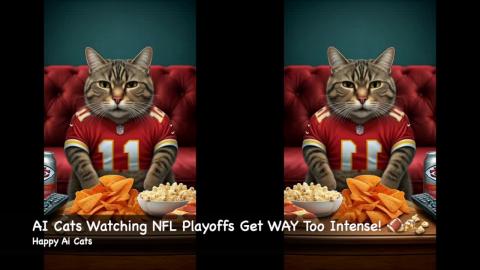 AI Cats Watching NFL Playoffs Get WAY Too Intense! 