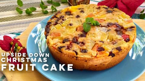 Easy Upside Down Fruit Cake | No Egg, No Dairy Christmas ...