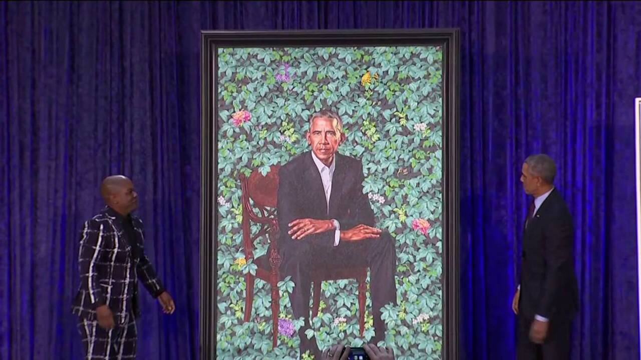 Artist Kehinde Wiley unveils the Obamas' official White House portraits