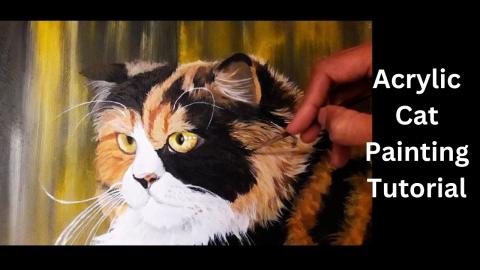 Acrylic Calico Cat Painting