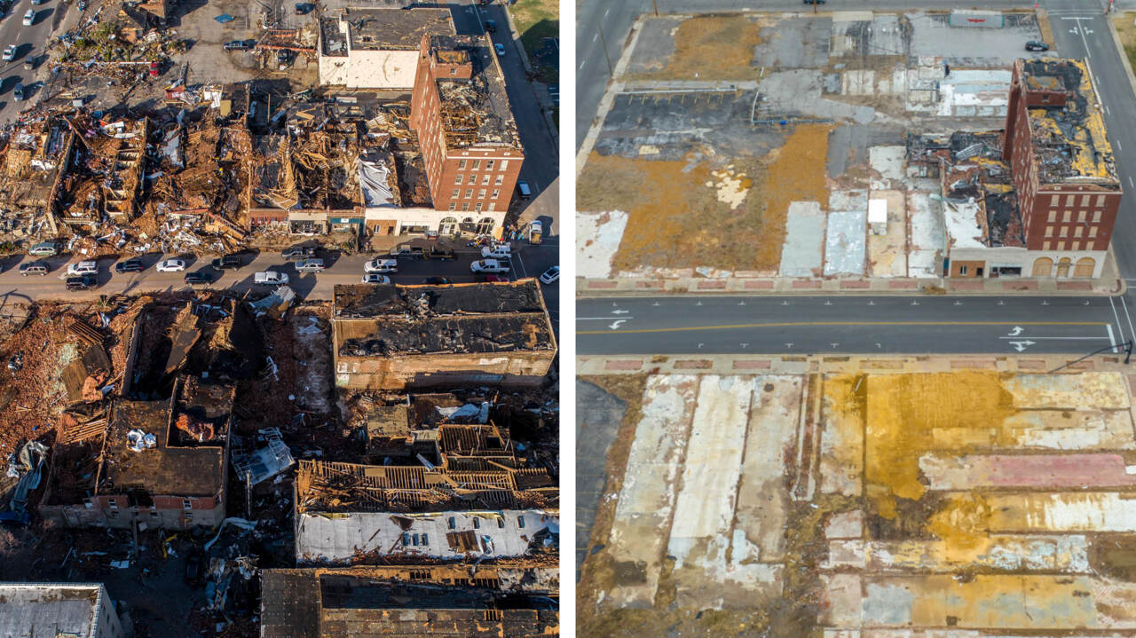 Then and now photos Downtown Mayfield, Ky. after tornado Lexington