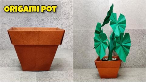 Origami Pot | Origami Plant Pot | Origami tutorial | Pape...