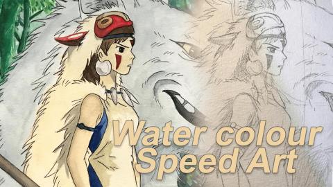 Princess Mononoke - Water colour Speed Art