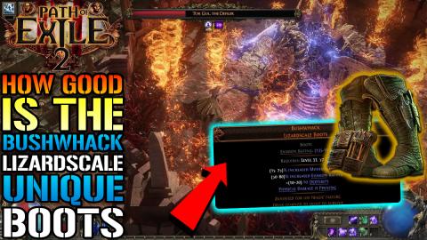 Path Of Exile 2: "Bushwhack Lizardscale Boots" Unique Gui...