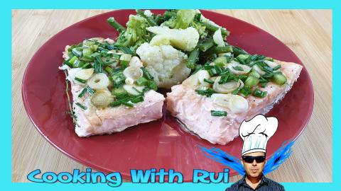 Roasted Salmon With Fresh Thyme Wrapped In Tin Foil