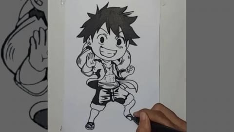 Drawing anime character LUFFY chibi