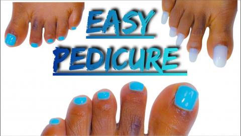 Sky Blue Easy Pedicure Using Press-On Nails