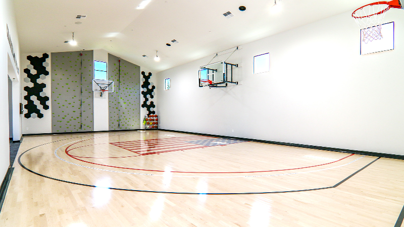 indoor basketball court in a house