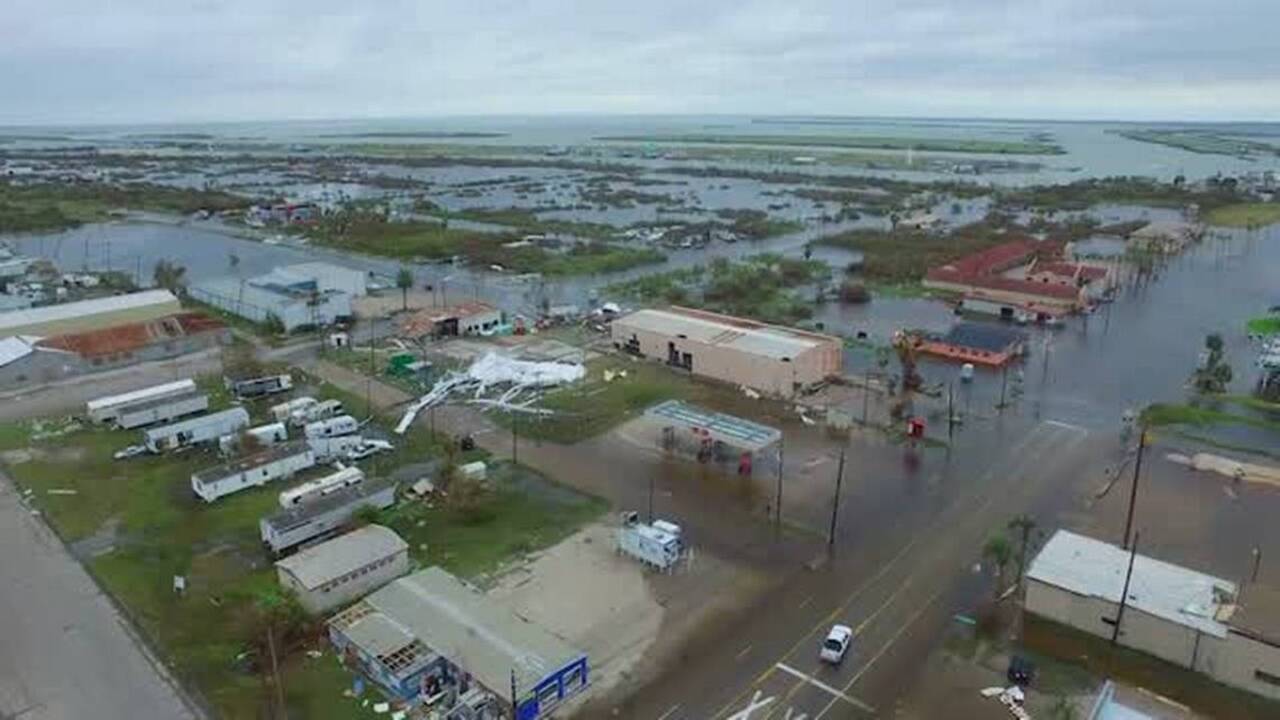 Drone footage shows Harvey's devastation in Aransas Pass, Texas ...