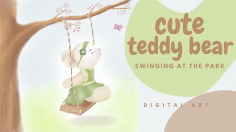 Cute Teddy Bear Digital Art for Beginners | Calming Paint...