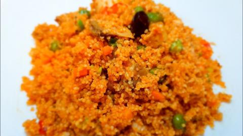How I Make Couscous Jollof With Left Over Chicken Stew/Ch...