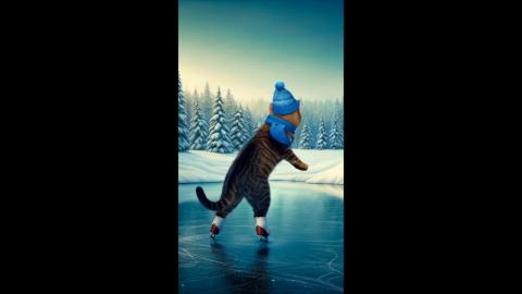 That Amazing Cat is Dancing on Ice (shorts)