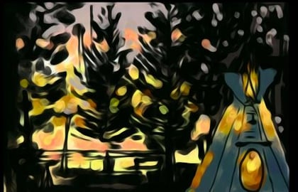 Painting the Teepee before the Sun sets on Lake Superior....