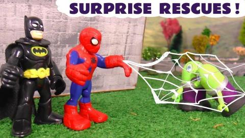 Batman and Spiderman Surprise Rescues with Cars McQueen a...