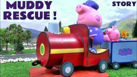 Peppa Pig Gertrude Toy Train Accident in Muddy Puddles