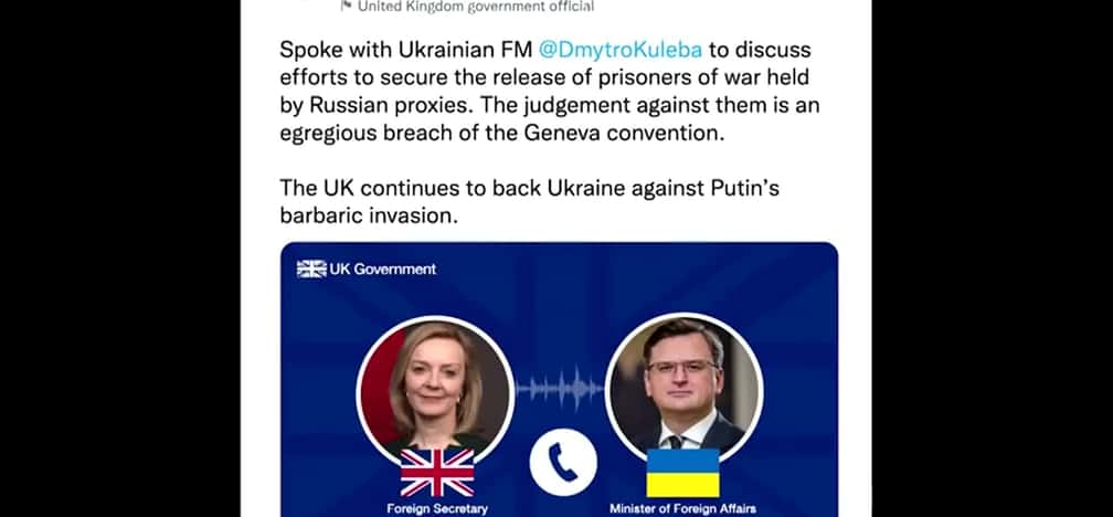 UK's Truss slams Donetsk death sentence on British men