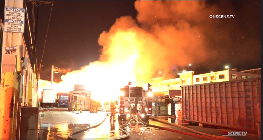 Dozens of residents evacuated during 4-alarm fire at Anaheim recycling plant
