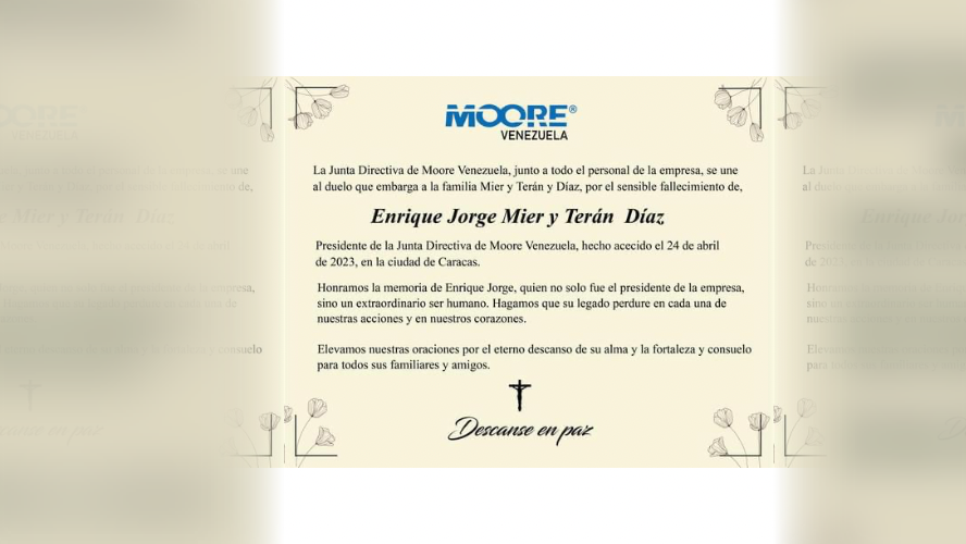 Obituario Enrique Jorge Mier y Terán Díaz