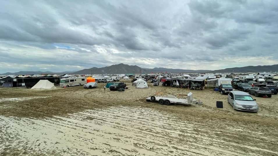 Storms at Burning Man festival leave thousands stranded in muddy Black Rock Desert