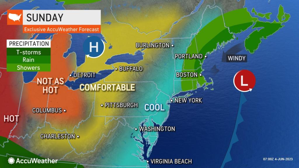 Cool air to rush across Northeast in wake of record-breaking heat