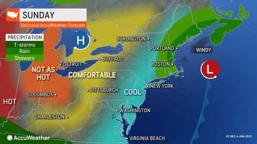 Cool air to rush across Northeast in wake of record-breaking heat